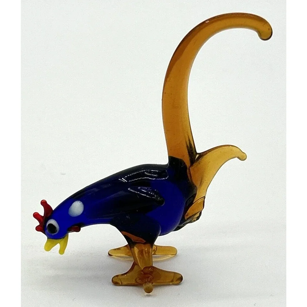 Vintage Unique Blown Glass Chicken Figurine 3